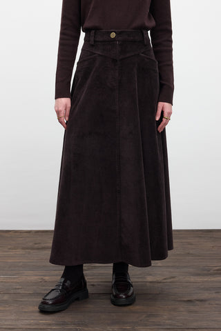 Corduroy Maxi Skirt Dark Brown