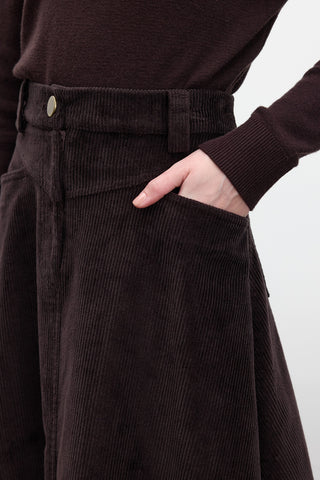 Corduroy Maxi Skirt Dark Brown