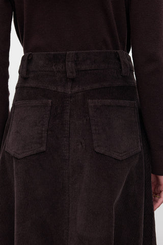 Corduroy Maxi Skirt Dark Brown