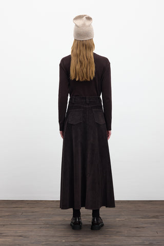 Corduroy Maxi Skirt Dark Brown