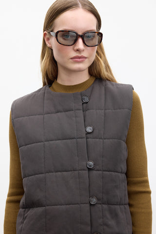 Quilted Fitted Short Vest Anthracite