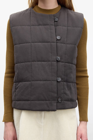 Quilted Fitted Short Vest Anthracite