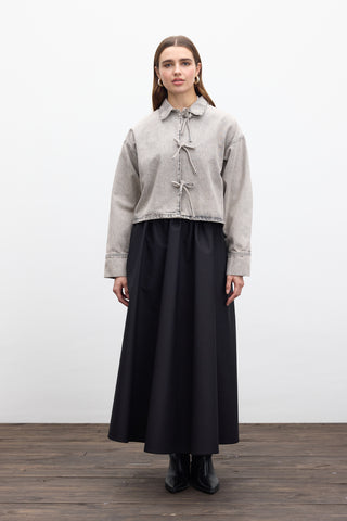 Laced Denim Blouse Anthracite