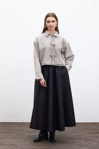 Laced Denim Blouse Anthracite