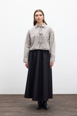 Laced Denim Blouse Anthracite