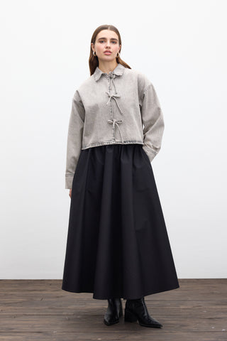 Laced Denim Blouse Anthracite