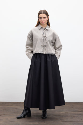 Laced Denim Blouse Anthracite