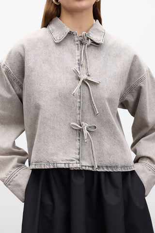 Laced Denim Blouse Anthracite