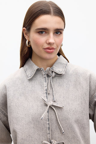 Laced Denim Blouse Anthracite