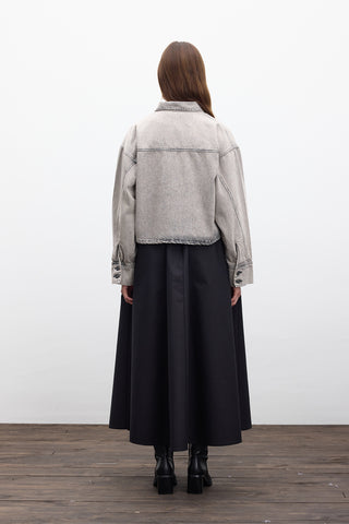 Laced Denim Blouse Anthracite