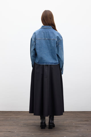 Laced Denim Blouse Blue