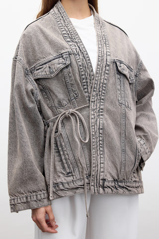 Kimono-Style Denim Jacket Anthracite