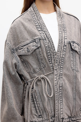 Kimono-Style Denim Jacket Anthracite