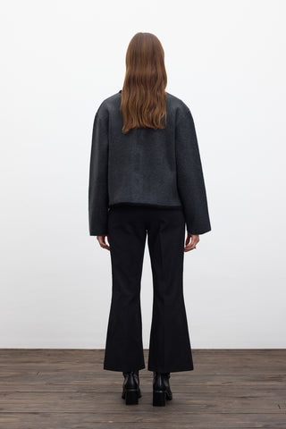 Zip Up Knit Cardigan Smoke