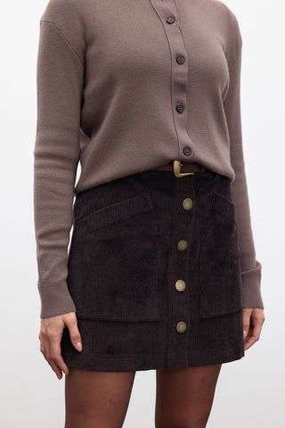 Corduroy Mini Skirt Dark Brown