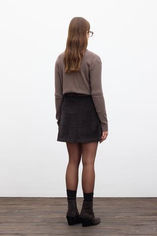 Corduroy Mini Skirt Dark Brown