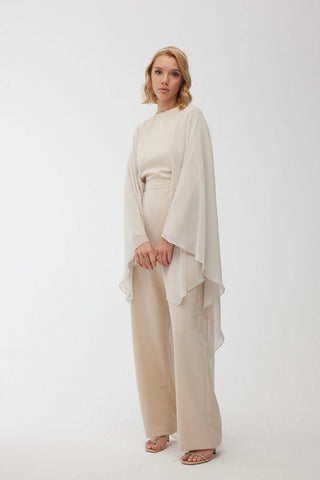 Cape Sleeve Jumpsuit Beige