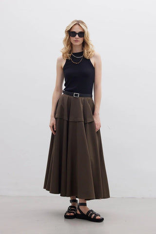 Ruffled Skirt Brown