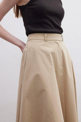 Belted Flare Skirt Camel