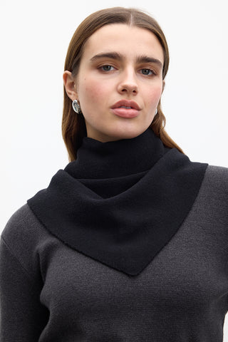 Soft Knit Triangle Scarf Black