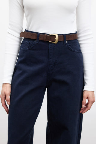 Gabardine Baggy Trousers Navy Blue