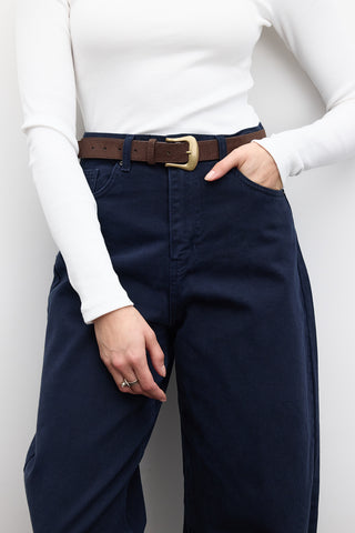 Gabardine Baggy Trousers Navy Blue