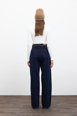 Gabardine Baggy Trousers Navy Blue