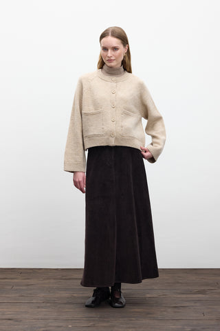 Button Up Knit Cardigan Beige