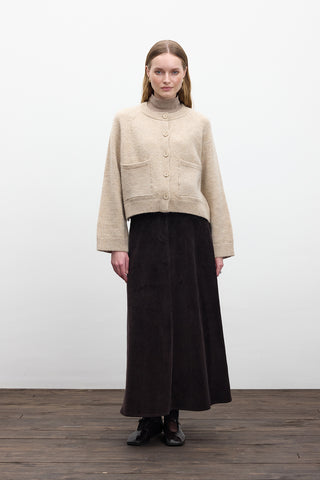 Button Up Knit Cardigan Beige