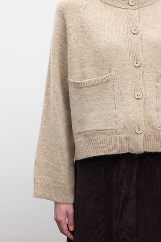 Button Up Knit Cardigan Beige
