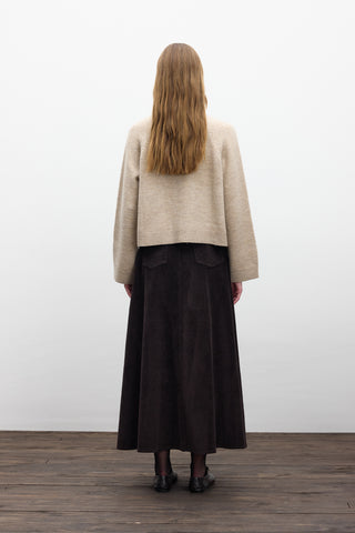 Button Up Knit Cardigan Beige