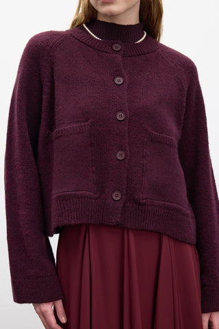 Button Up Knit Cardigan Damson