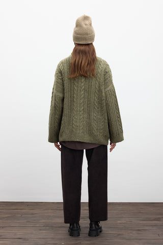 Turtleneck Knit Sweater Green