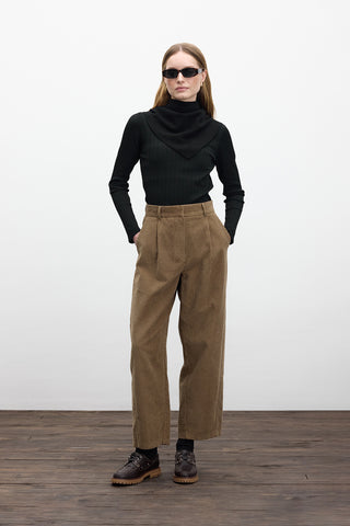 Corduroy Baggy Trousers Camel