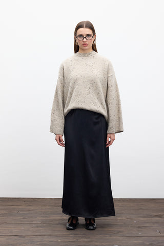 Satin Midi Skirt Black