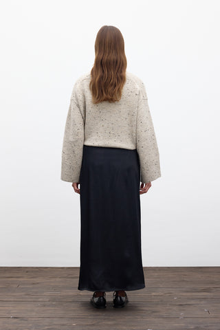 Satin Midi Skirt Black