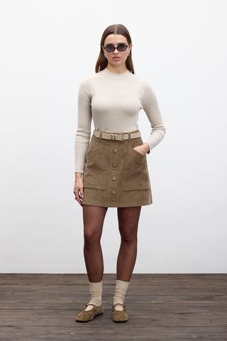 Corduroy Mini Skirt Camel