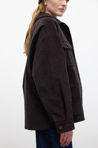 Corduroy Oversized Jacket Dark Brown