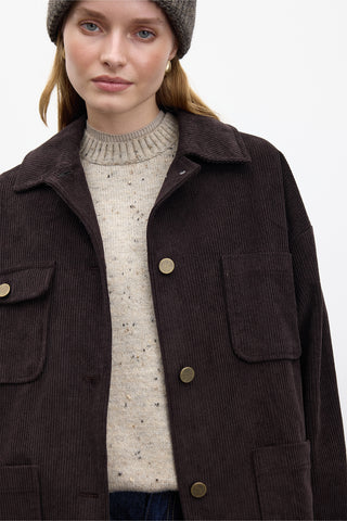 Corduroy Oversized Jacket Dark Brown