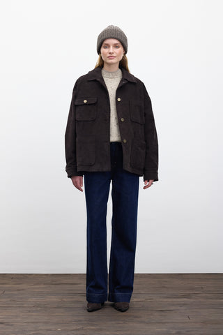 Corduroy Oversized Jacket Dark Brown