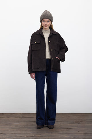 Corduroy Oversized Jacket Dark Brown
