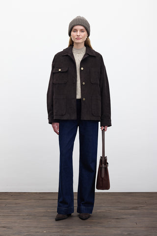 Corduroy Oversized Jacket Dark Brown