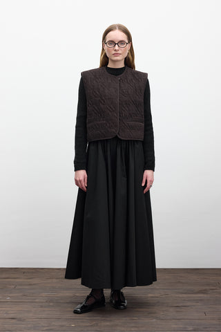 Kapitone İşlemeli Yelek Koyu Kahverengi