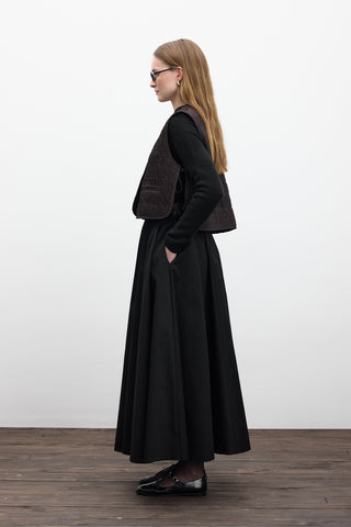 Quilted Embroidered Vest Dark Brown