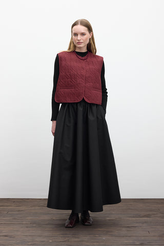 Quilted Embroidered Vest Burgundy