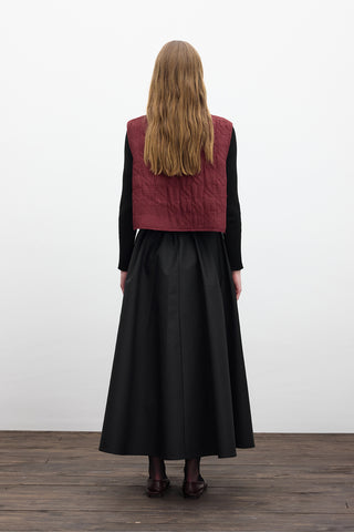 Quilted Embroidered Vest Burgundy