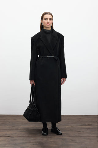 Belted Long Cachet Coat Black