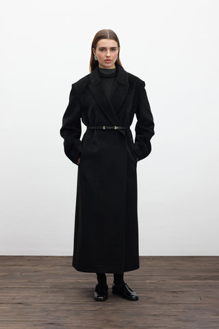 Belted Long Cachet Coat Black