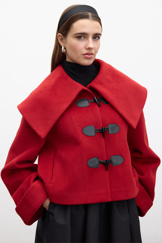 Buckle Detail Cachet Coat Red