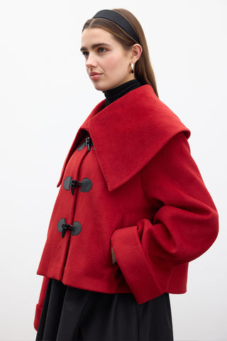 Buckle Detail Cachet Coat Red